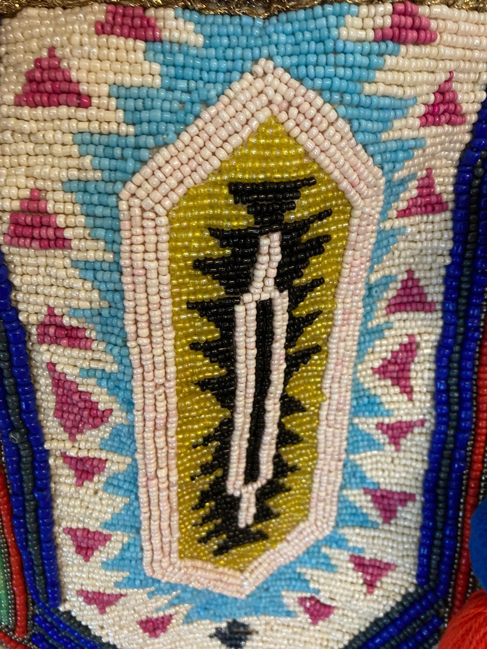America & Beyond Boho Embroidered & Beaded  Tote Bag with Pom Pom Tassels - Picture 4 of 17